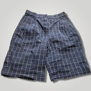 Liz Golf By Liz Claiborne Shorts Women's Sz 2 Plaid Pleated High-Rise Blue